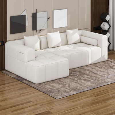 Canapé modulaire moderne entièrement compressé avec assise profonde et deux poches latérales