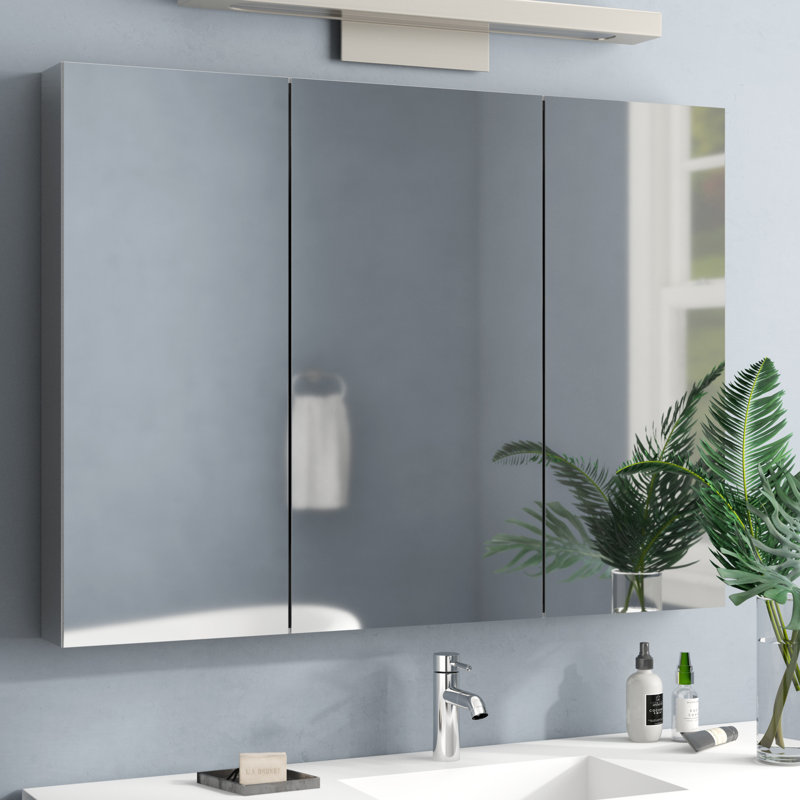 Armoire à pharmacie encastrée sans cadre à 3 portes avec 9 tablettes réglables Twitty, H 30 po x l 36 po x P 4 po