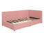 Lit de jour simple rembourré avec 2 tiroirs de rangement, structure de canapé-lit en lin, aucun sommier tapissier nécessaire (rose)-118565719