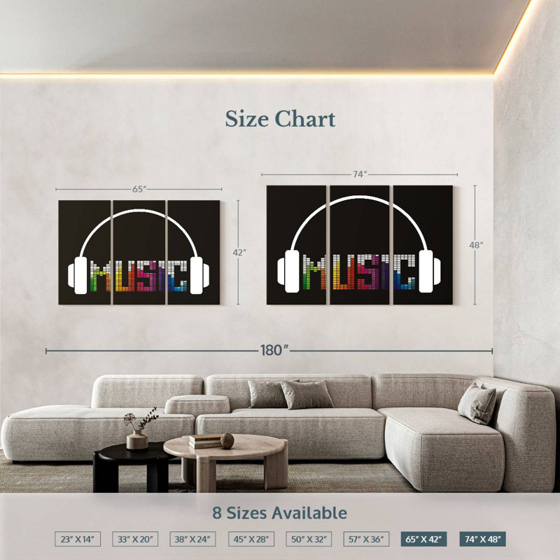 Abarca Music Headphones Typography, 42" H x 65" W
