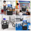 Chariot AV mobile à hauteur réglable avec armoire de rangement verrouillable, structure en acier durable, plateau à clavier coulissant, multiprise intégrée