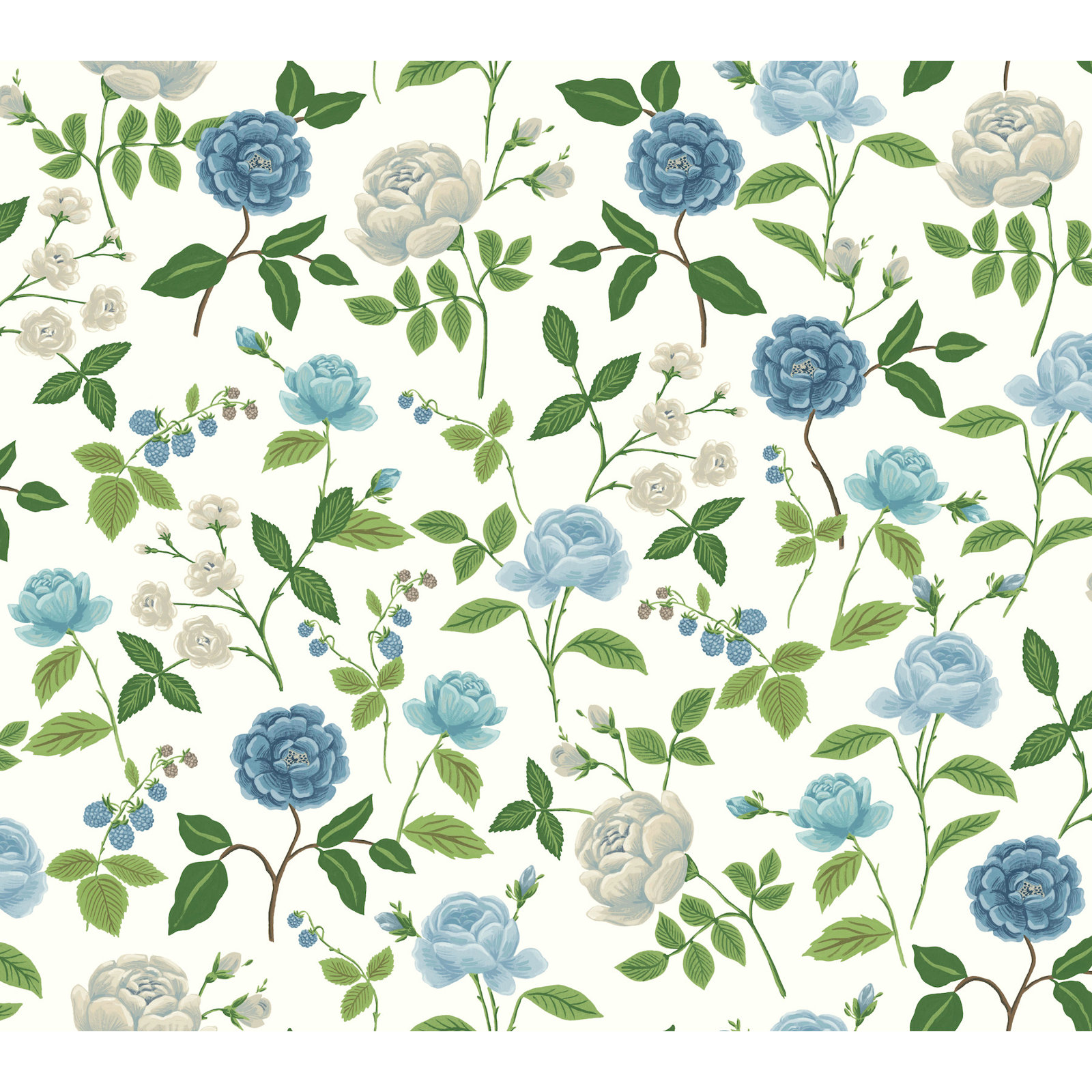 Roses Wallpaper Double Roll, Blue