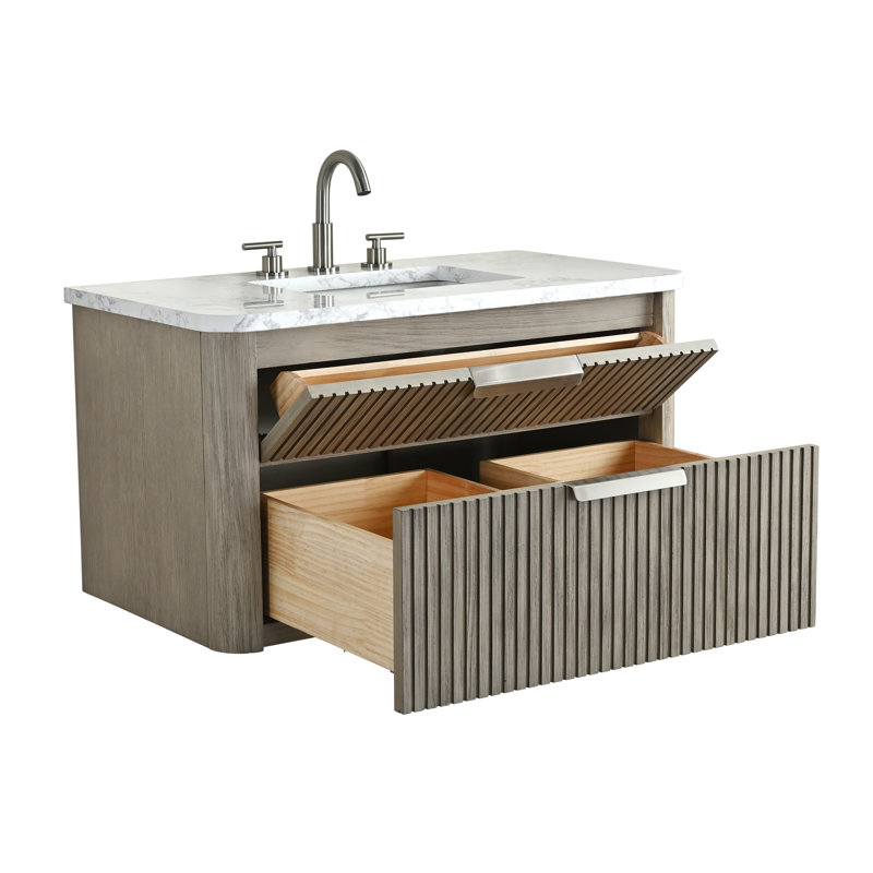 Meuble-lavabo mural simple 36 po Liljan, Gris rétro