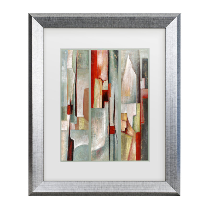 Art encadré «J Triptych» par Joval, H 17,5 po x l 14,5 po x P 0,75 po, Argent