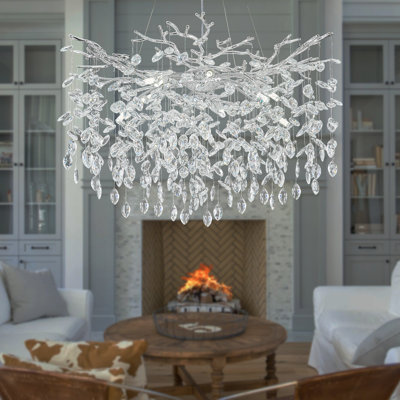 Lustre en cristal branche d'arbre de jardin 32 po