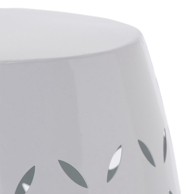 12" Accent Side Table, Cylindrical Design End Table For Living Room, White