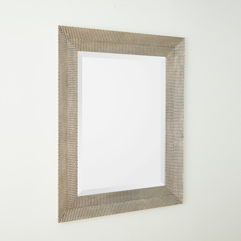 Delicate Basketweave Solid Wood Rectangle Mirror