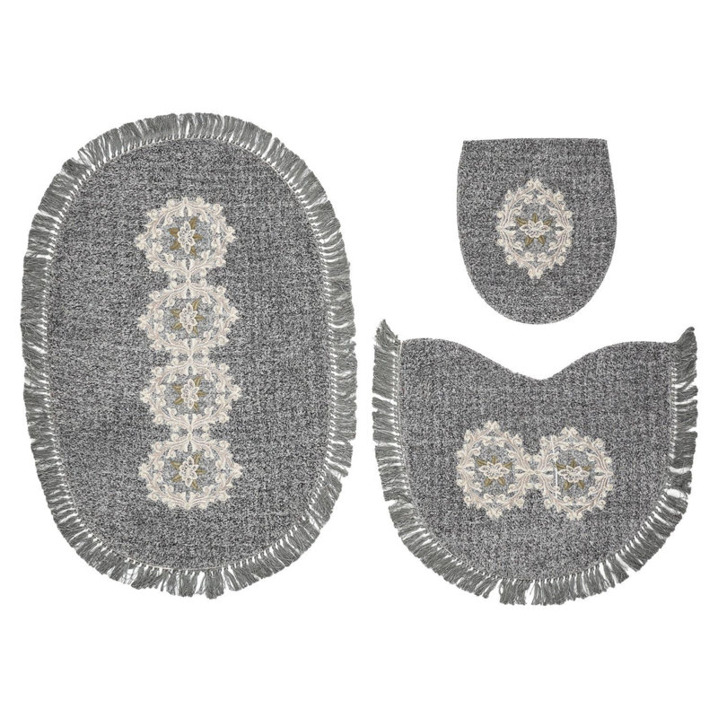 Ensemble de tapis de bain Tabatiere, Gris anthracite / blanc