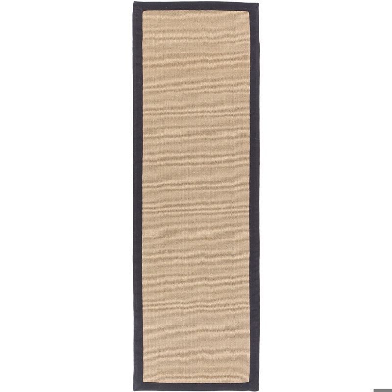 Eastwood Authentic Hand-Woven Handmade Jute & Sisal Black Border Area Rug, Runner 2'6" x 8', Black/Brown