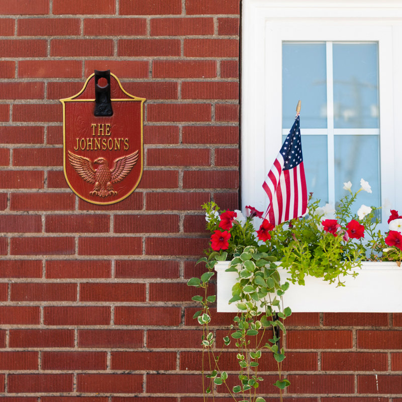 Eagle Flagpole Holder Plaque, Standard Wall 2-line