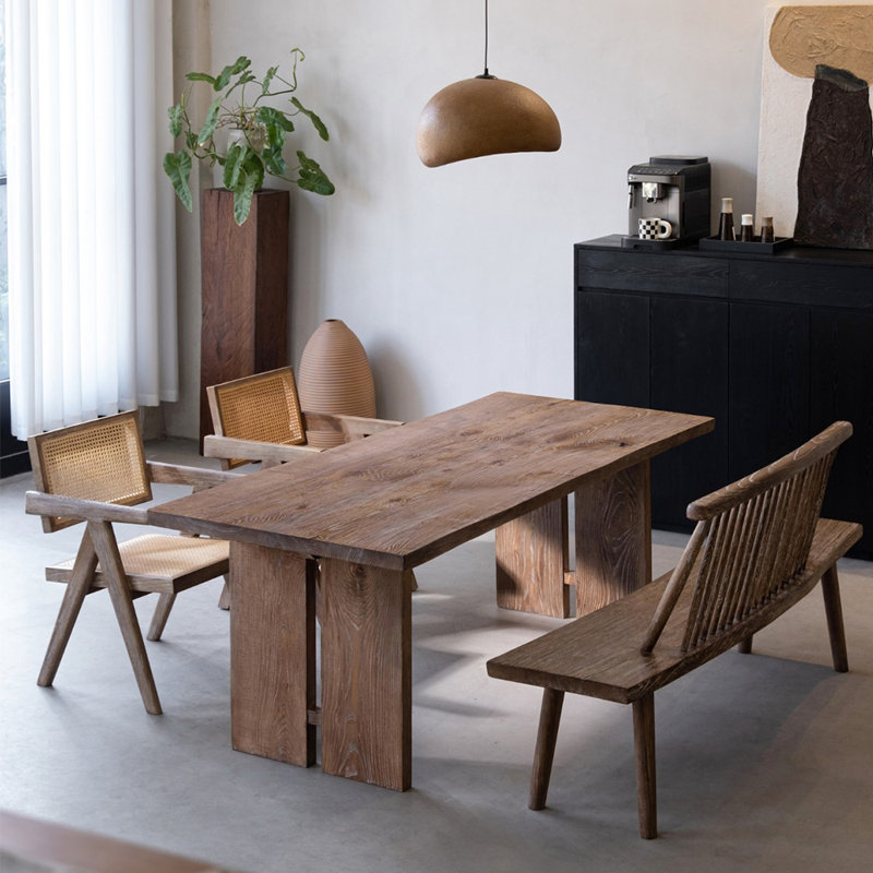 Medieval style solid wood dining table., 29.5"H x 62.9"L x 29.5"W