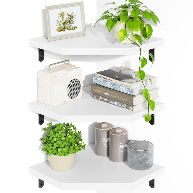 Andon Wood Floating Shelf, White