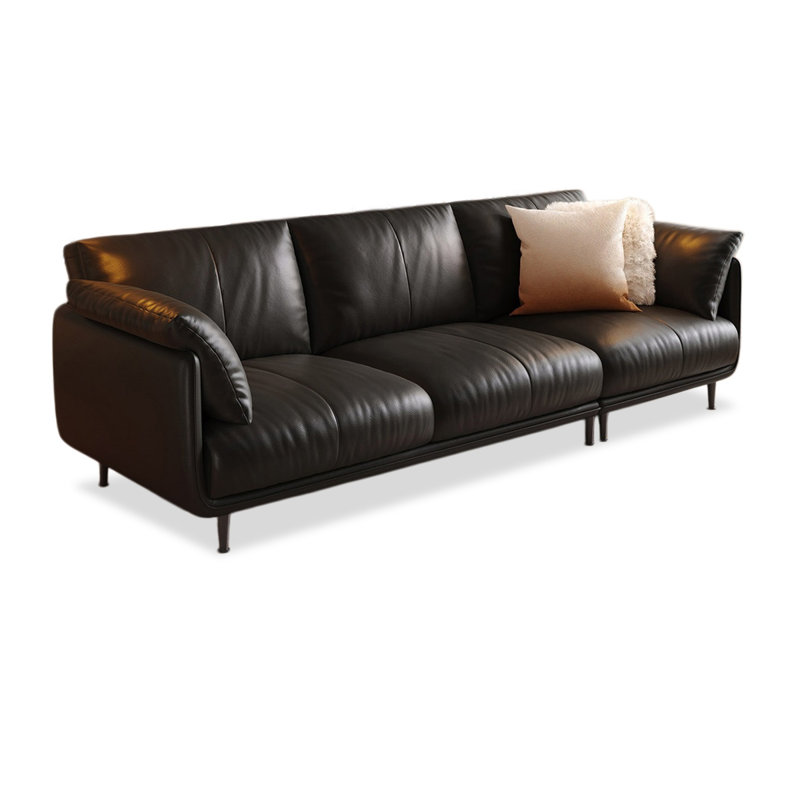 Coussin modulaire en cuir véritable, Noir, H 35,04 po x l 102,36 po x P 35,43 po