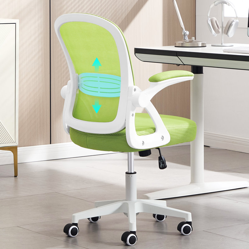 Ergonomic Office Chair, Ergonomic Desk Chair with Adjustable Lumbar Support, Mesh Computer Chair with Comfy Flip-up Armrests, Executive Task Chair for Home Office (Green)