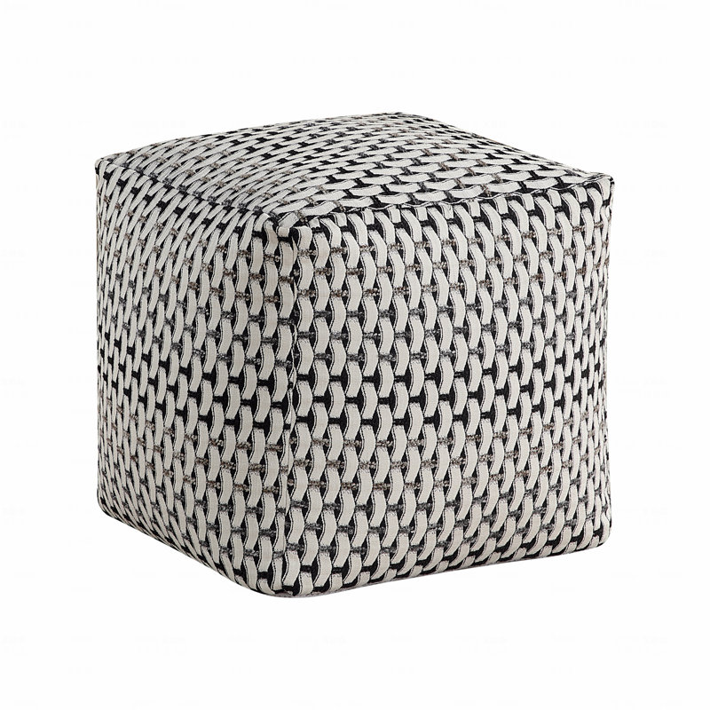 Modern Jacquard Upholstered Ottoman, Footstool, Non-Slip Floor Pouf, 1Pc Sitting Stool