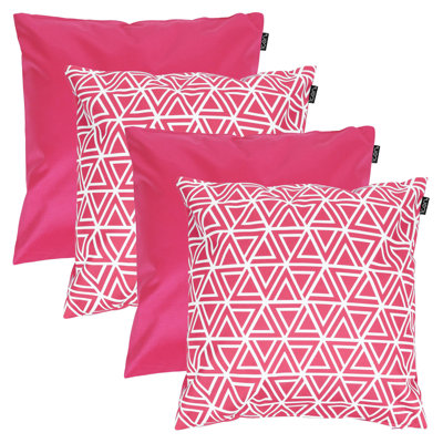 Indoor / Outdoor Geometric Pink Square Throw Cushion