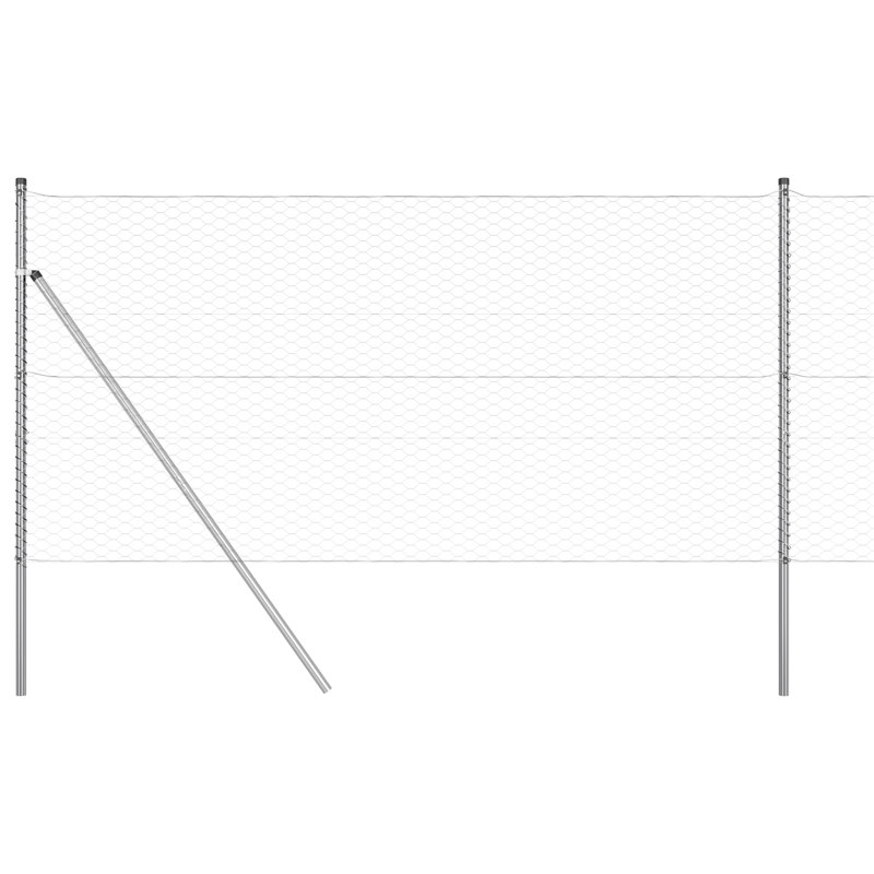 Vidaxl Hexagon Fence With 13 Posts 1X25 M Galvanised Steel, Silver