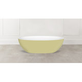 Barcelona 66.875" x 31.75" Freestanding Soaking Bathtub in Volcanic Limestone with Overflow Hole