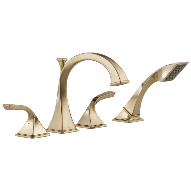 Virage® Double Handle Roman Tub Trim with Hand Shower, Luxe Gold