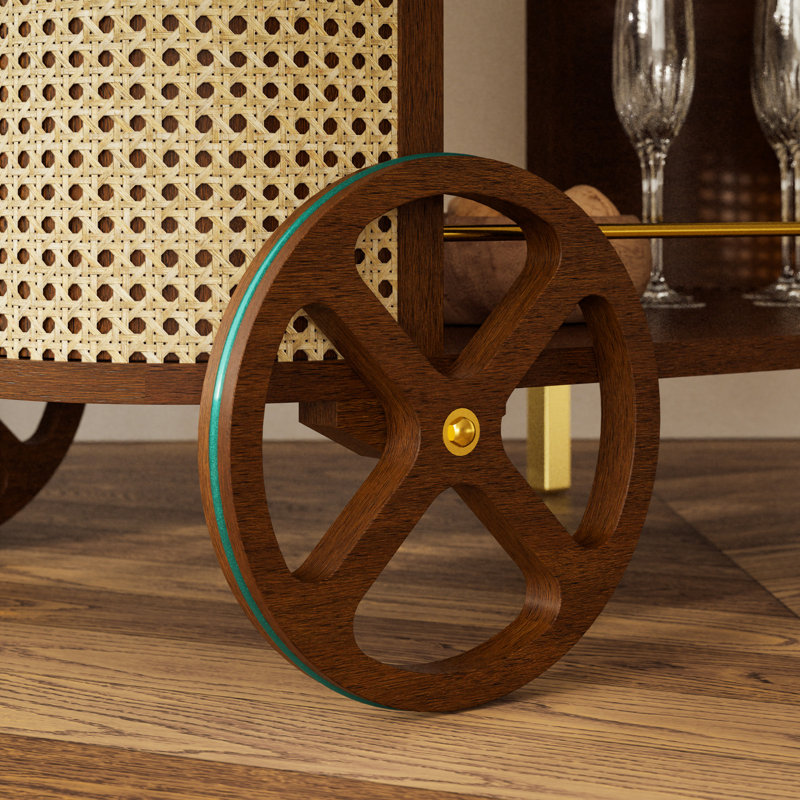 Modern Brazilian Dinda Bar Cart, Neutral Brown