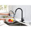 Robinet de cuisine avec bec rétractable - Finition noir mat, acier inoxydable, buse rotative à 360 °, traitement contre la corrosion et la rouille, poignée simple pour un réglage pratique du débit d'eau noir, surface rotative-29931752