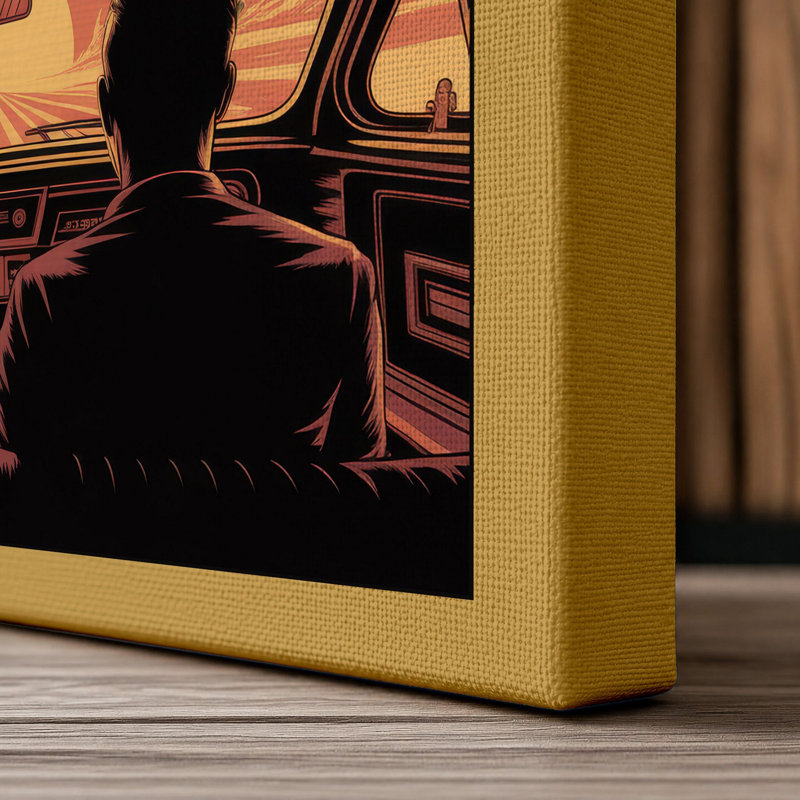 Cosmic Drive Retro - Wrapped Canvas, 18x12 - 45.7 x 30.5 cm, Ochre Border
