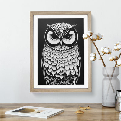 Owl Monochrome No.5 - Framed Print