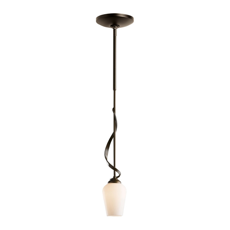 Luminaire suspendu en forme de cloche à 1 lumière Flora, Verre opale, Bronze