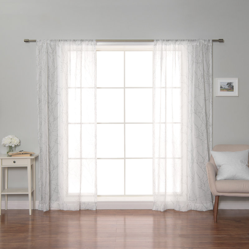 Aitan Sheer Curtain Panel Pair, Gray