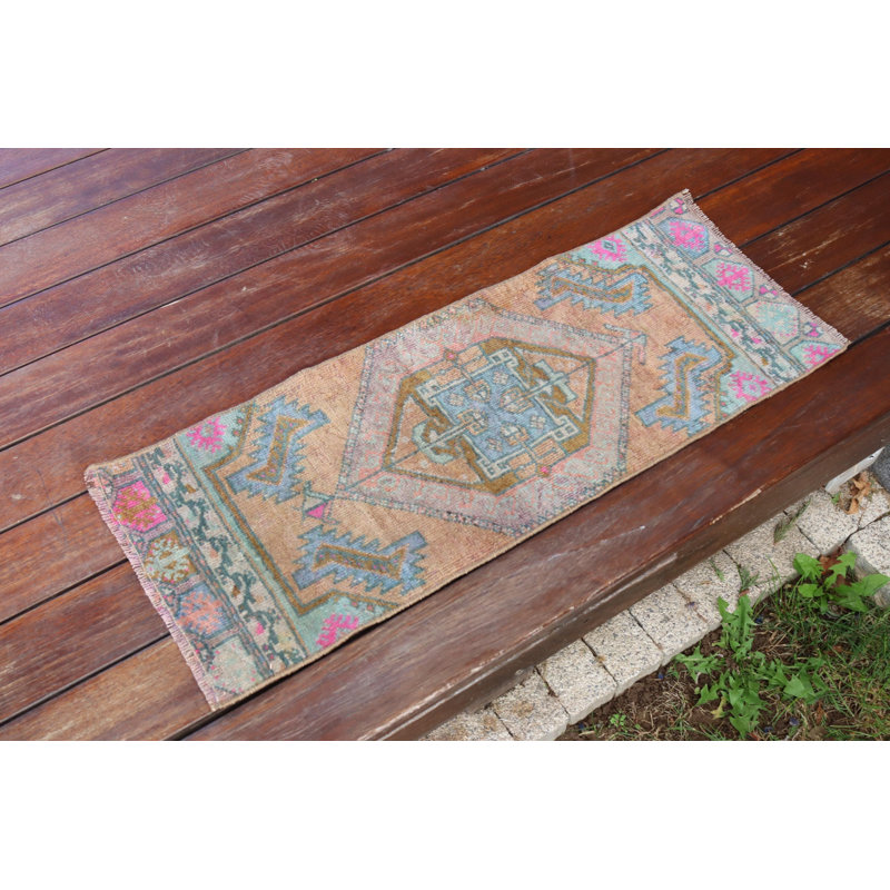 Handwoven Small Turkish Vintage Rug in Ethnic Anatolian Runner Style Ideal for Enhancing the Aesthetic Appeal of Compact Spaces