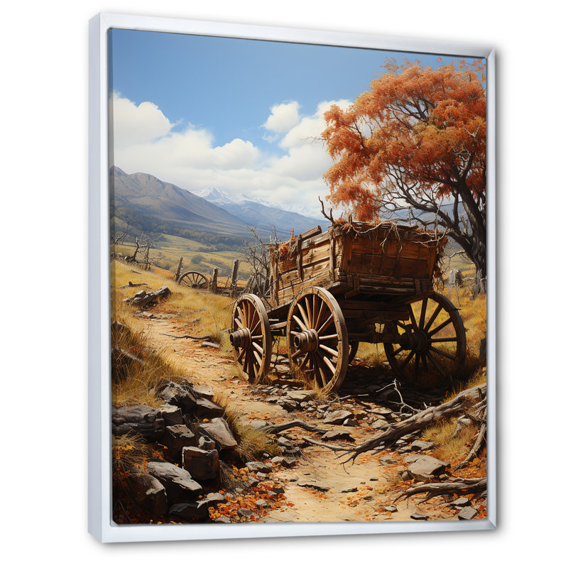 «Watercolor Old Carriot Cart Memory I», reproduction sur toile, Cadre flottant blanc, H 20 po x l 12 po x P 1 po