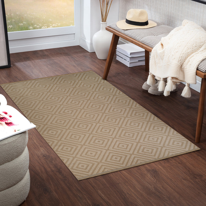 Tan Modern Washable Rug, Geometric Stain-Resistant Rug For Living Room, Dining Room, Bedroom, Kitchen, Rectangle 118 x 170 cm