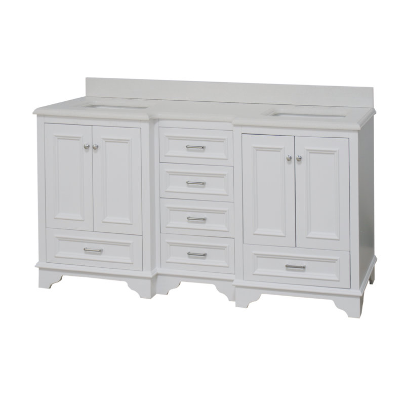 Ensemble de meuble-lavabo double 72 po Loughlam, Blanc, Quartz