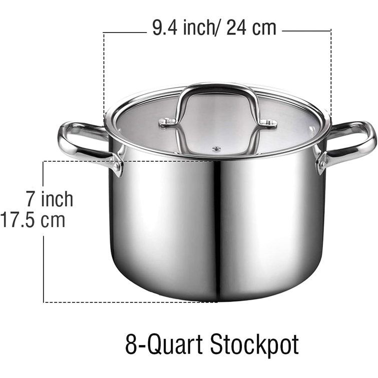 Cook N Home Stockpot Sauce Pot Induction Pot With Lid Professional  Stainless Steel 8 Quart