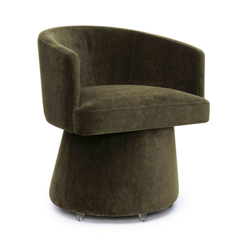 Fauteuil de bureau vert olive recyclé en chenille Kristen Moss