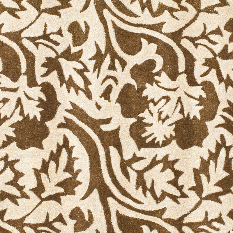 Steve Hand Tufted Wool/Viscose Floral Rug in Tan/Brown, Round 6'