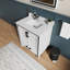 Meuble-lavabo de comptoir blanc en quartz 30 po X P 22 po - Bois massif, fermeture en douceur, résistance aux égratignures et aux taches, armoire intérieure et tiroir de rangement, installation d'un seul robinet possible avec le dessus-1335587181
