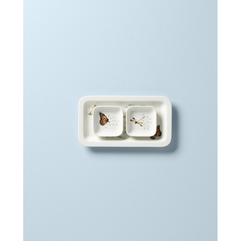 Assiette et bols à papillons