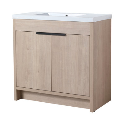 36" Freestanding Bath Vanity With White Resin Sink & Doors - Versatile Bathroom Element 36 Inch Cabinet Stylish Furniture