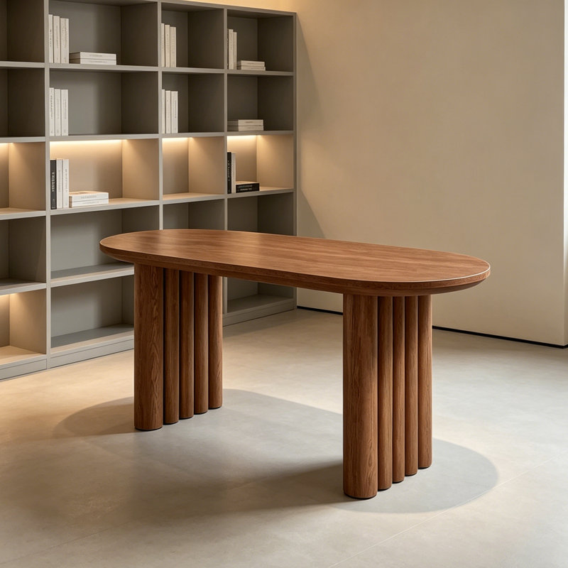 Bureau ovale brun moderne Creative Design, 29.52" H x 55.11" W x 31.49" D
