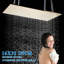 Pomme de douche rectangulaire haute pression 16 x 32 pouces à finition brossée or brossé, grande pomme de douche fixe au plafond de luxe avec buses en silicone, pomme de douche corps entier