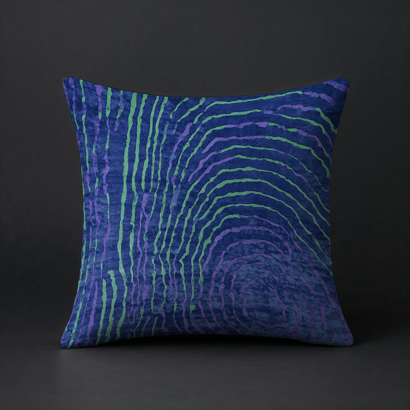 Coussin décoratif intérieur et extérieur Modern, Bleu abstrait 22, Carré 18 po