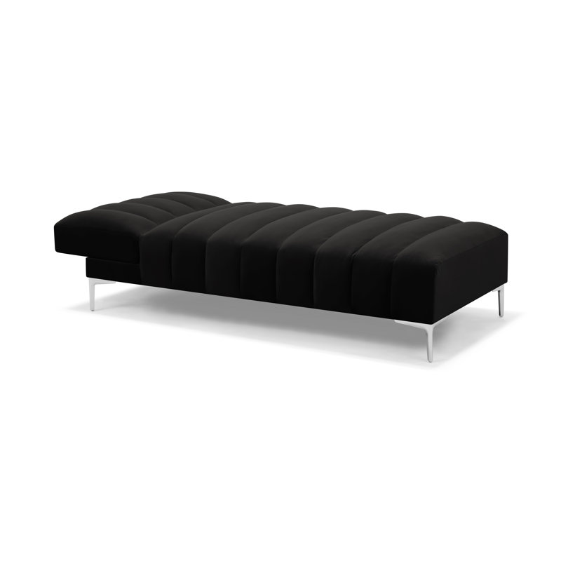 Camille Chaise Longue Daybed in Velvety Fabric, Black