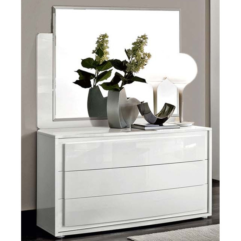 Infinity Casa Bianca White Dresser Mirror | Modern High Gloss Bedroom Mirror