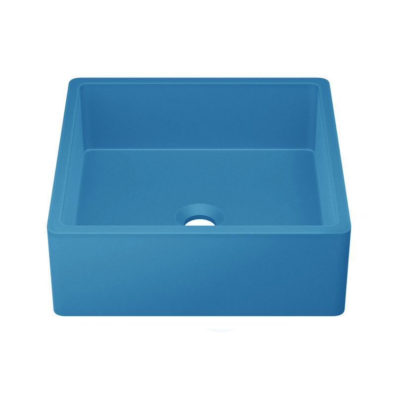 Lisse 15.5" Concrete Square Vessel Sink, Matte Powder Blue