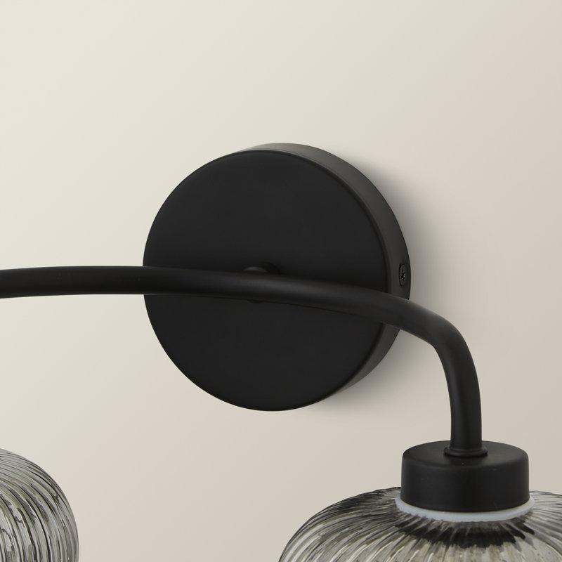 Rawdha Glass Armed Sconce, Matte Black, No