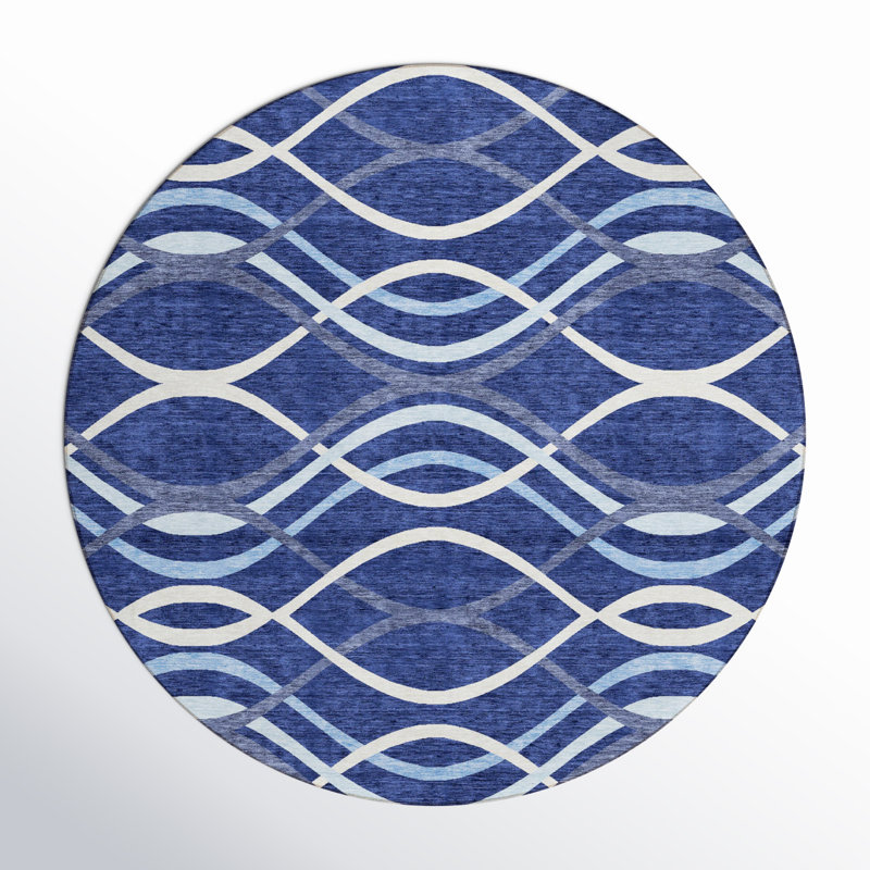 Lamanna Washable Abstract Indoor / Outdoor Rug, Round 8'