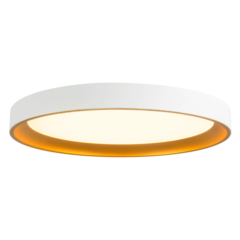 Nix 12-in Black dimmable LED Flush Mount, White/Gold