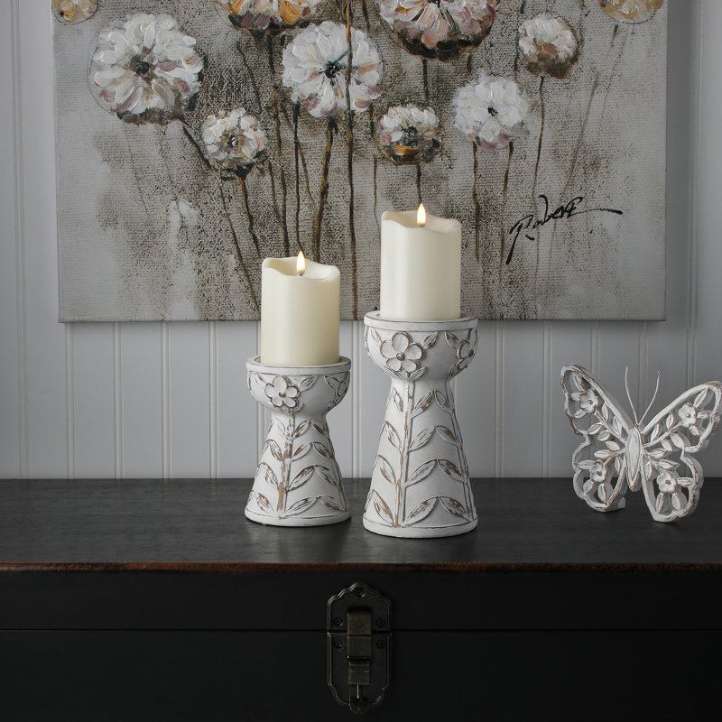 6-8" Resin Leaf Pattern Candle Holder