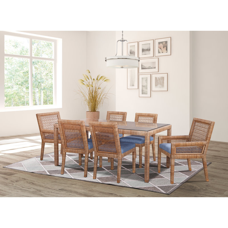 Pine Isle Glass Dining Table, Sea Glass